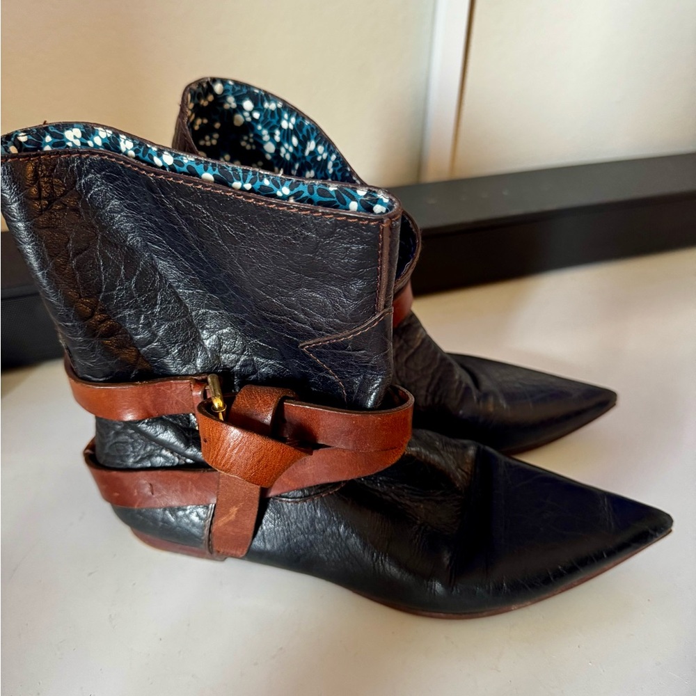 Louis Vuitton Navy Blue and Brown Ankle Boots